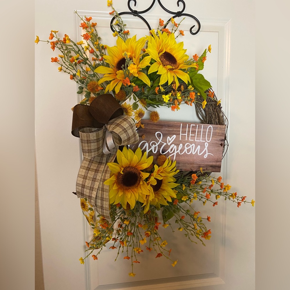 Sunflower fall wreath everyday door wreath decor